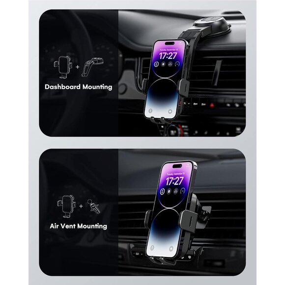 Dual-Coil Wireless Car Charger 15W universal Fast Charging Auto-Clamping Vent - Picture 8 of 9